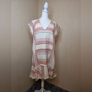Anthropologie Holding Horses Elira Striped Dress Boho Fringe SZ:LARGE
